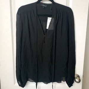 THEORY Bernetta Pebbled Silk Blouse